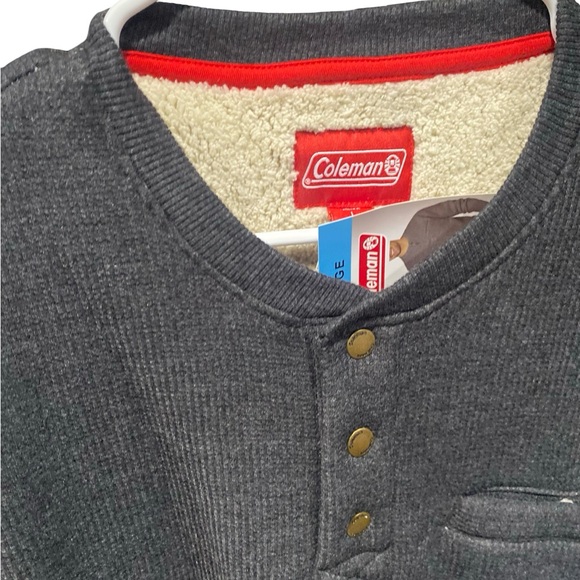 Coleman Charcoal Sherpa Fleece Henley Shirt - Picture 2 of 5